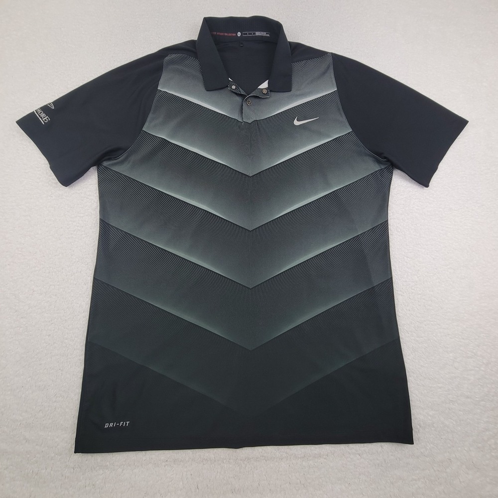 Nike Tiger Woods Collection Shirt Mens Large Black Gray Golf Dri Fit‎ Sagamore